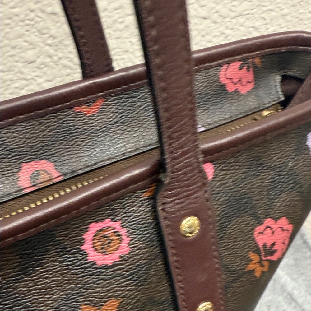 Coach Brown Floral Tote Bag - Picture 9 of 15